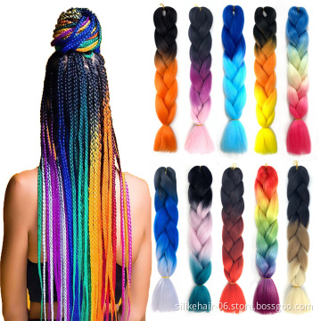 Crochet Braids Expression attachment Synthetic Expression Braiding Bulk  Hair 24" 100g jumbo braiding hair ombre rainbow